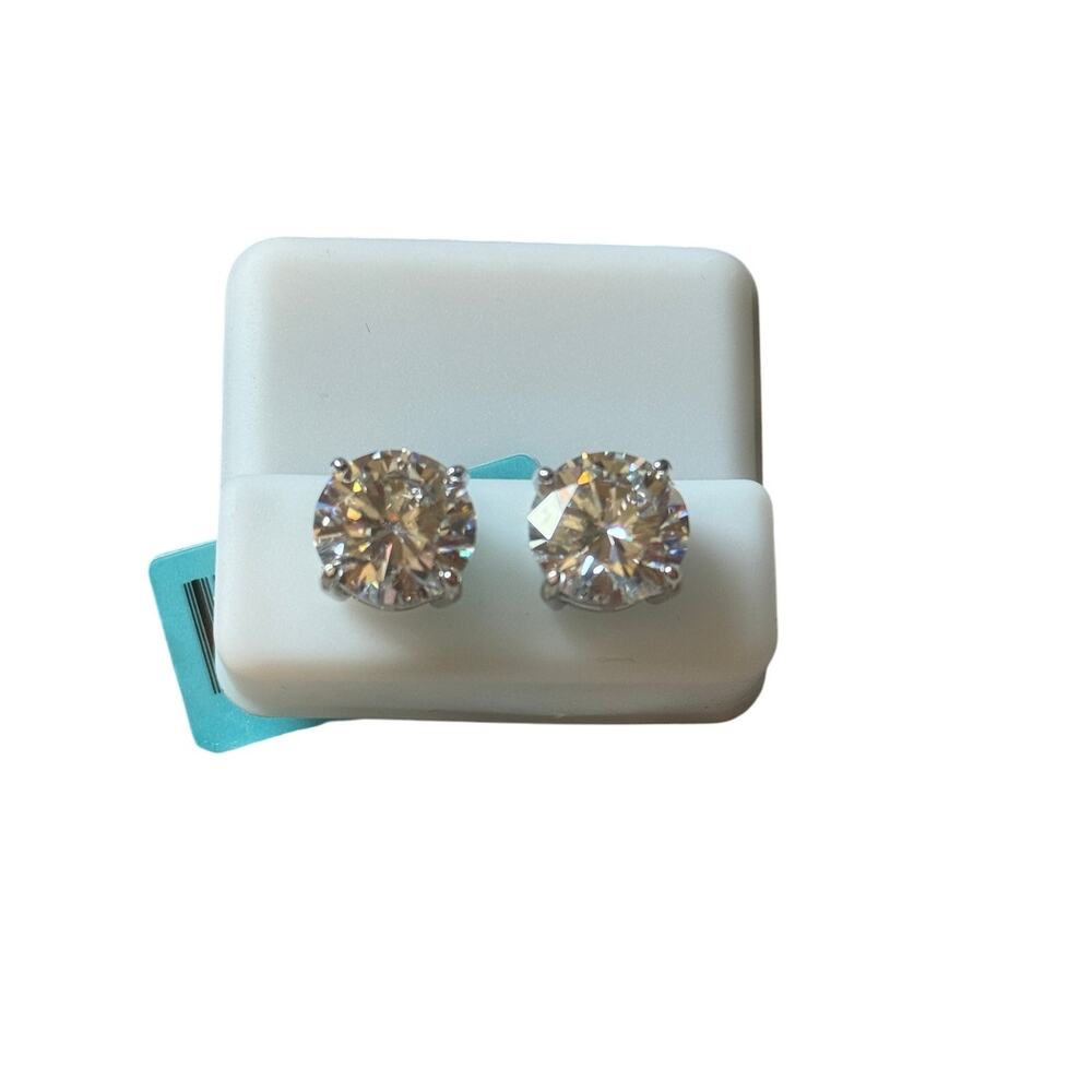 925 Sterling Silver Moissanite Stud Earrings 11MM RP 10.00 CTW‎ VVSD Color